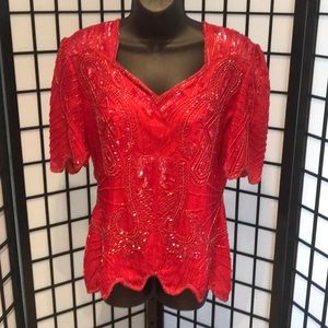 A Red Sequin Top